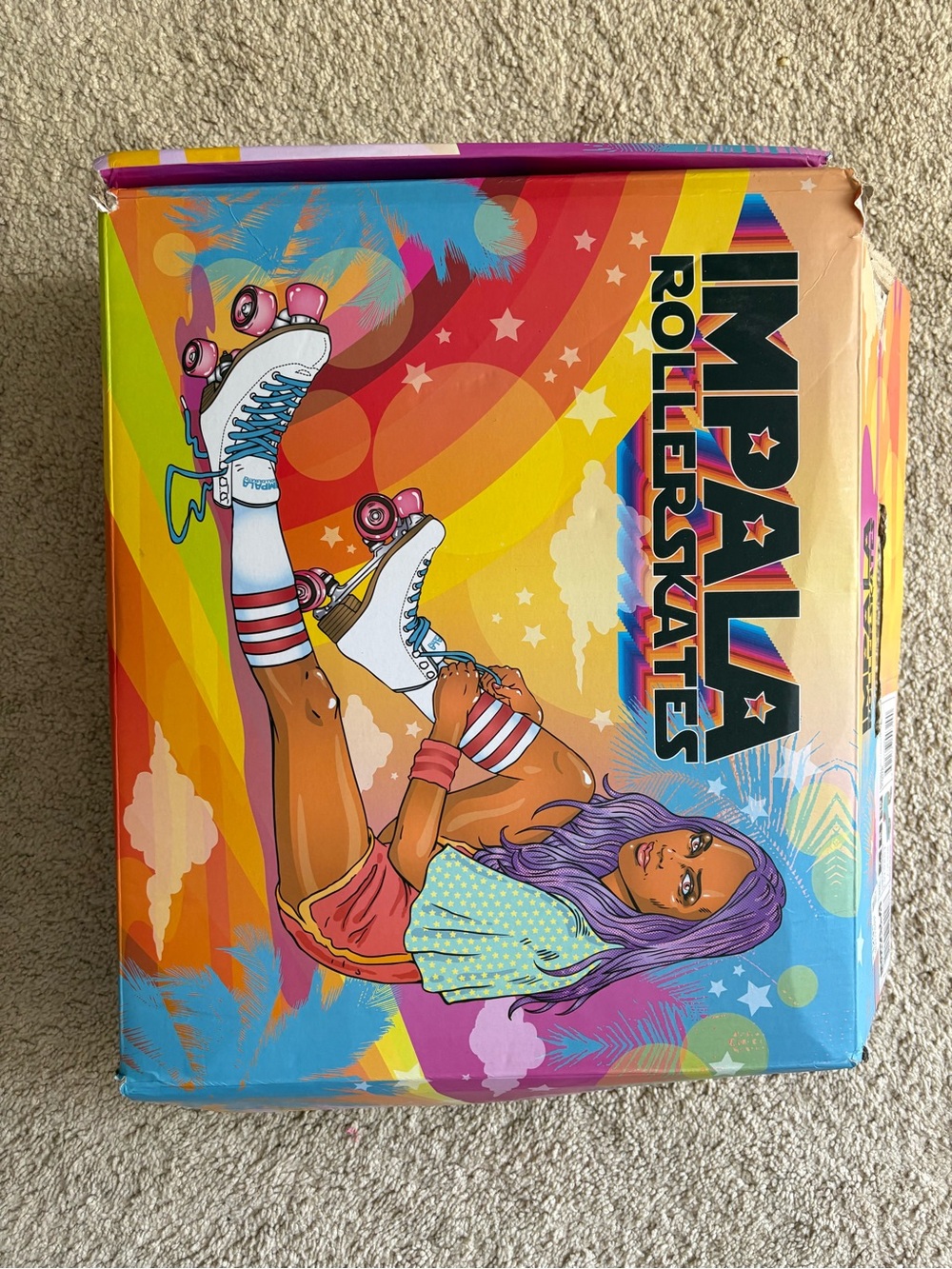 Impala Rollerskates Kids Roller Skate Box Art - Purple & Multicolor